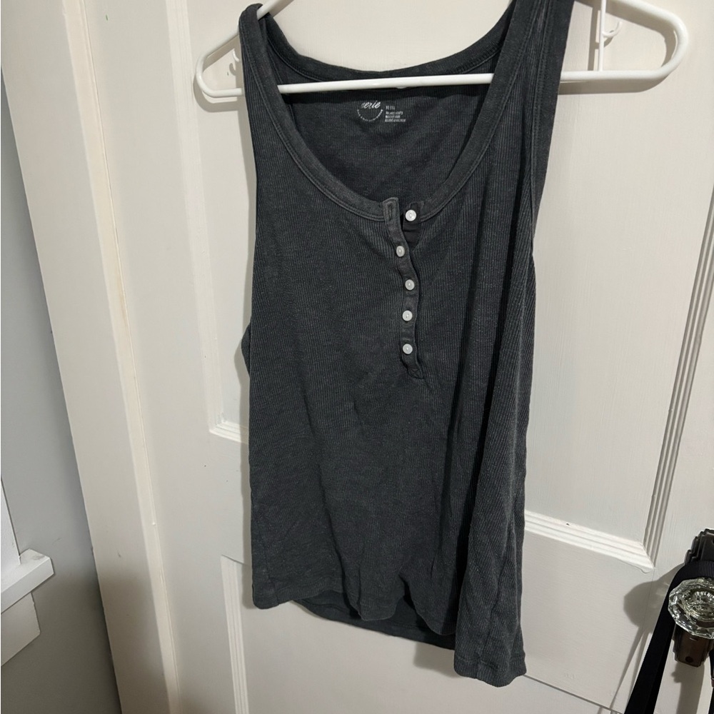 Aerie Dark Gray Buttoned Tank Top